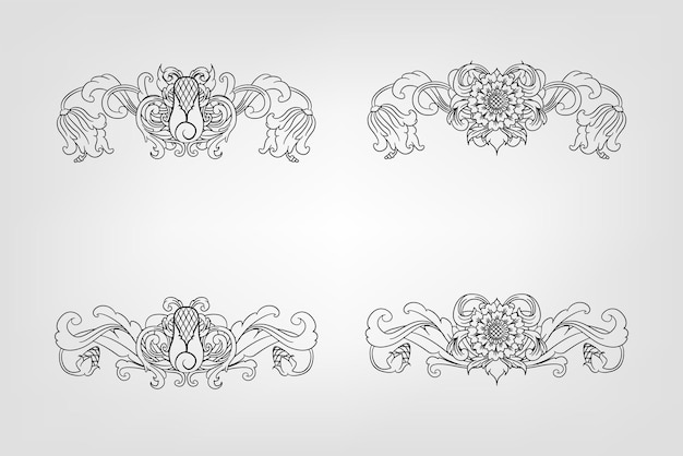 Classical Baroque Filigree Decoration Ornament Vintage Floral Border Style Antique Art Retro