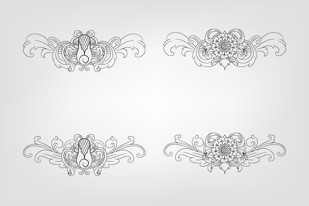 Classical Baroque Filigree Decoration Ornament Vintage Floral Border Style Antique Art Retro