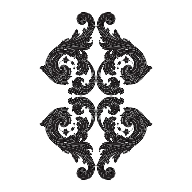 Классический барочный орнамент. декоративный элемент дизайна филигрань.