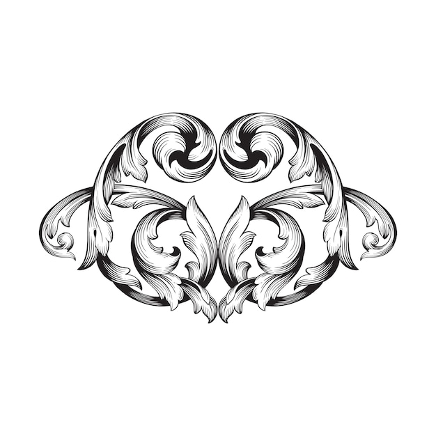 Вектор Классический орнамент в стиле барокко. декоративный элемент дизайна филигранный.