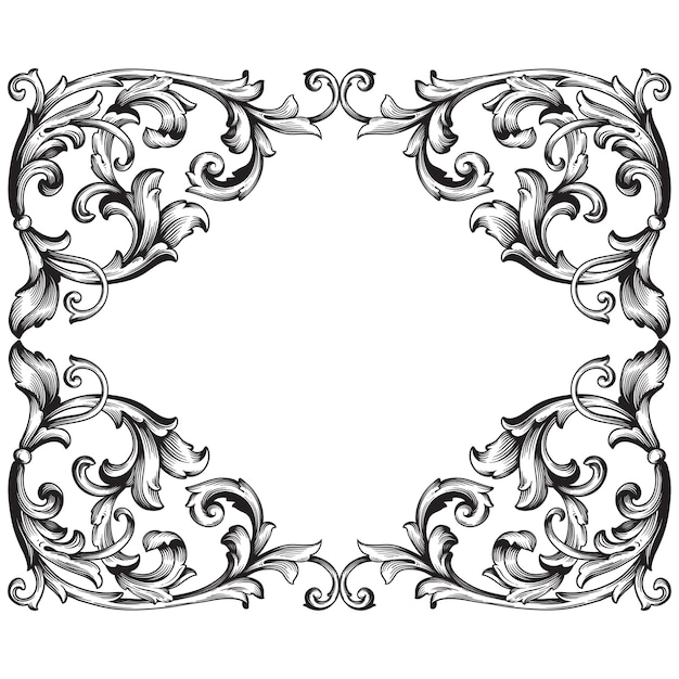 Классический барочный орнамент. декоративный элемент дизайна филигрань.