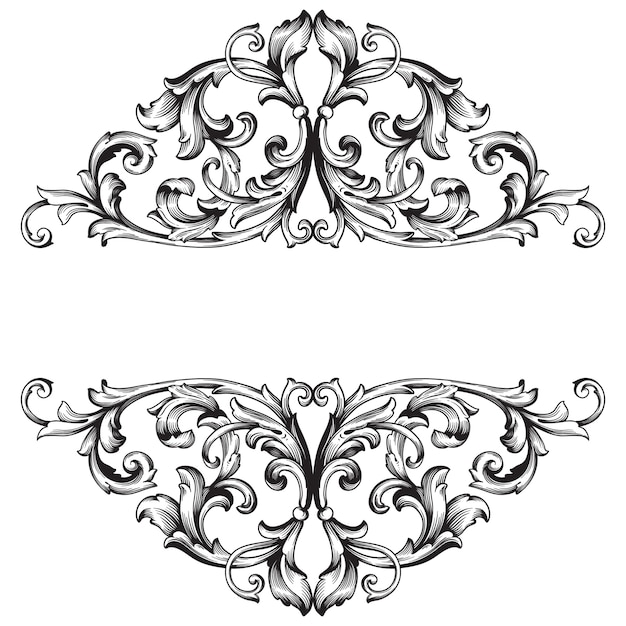 Ornamento barocco classico. elemento decorativo di design in filigrana.