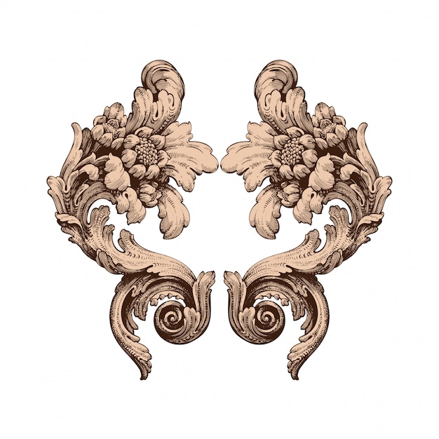 Vector classical baroque  set of vintage elements  .