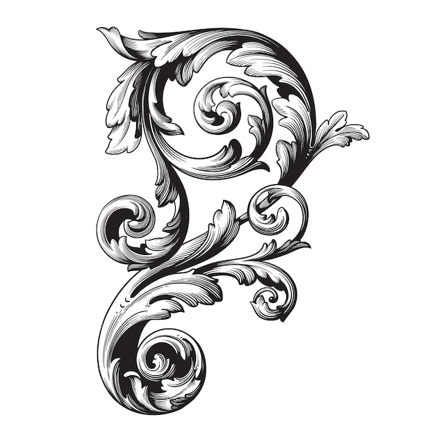 Classical baroque   of vintage element  . Decorative design element filigree calligraphy  .  