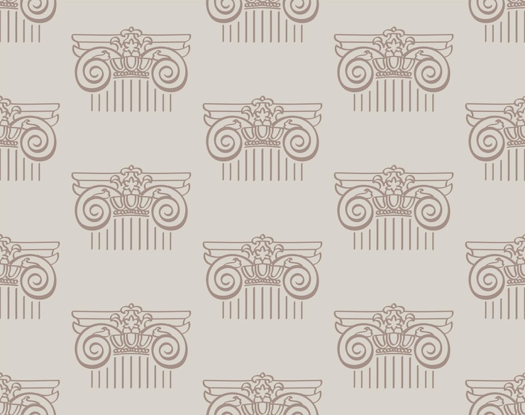 Vector classical design with ancient ionic order columns vector seamless pattern