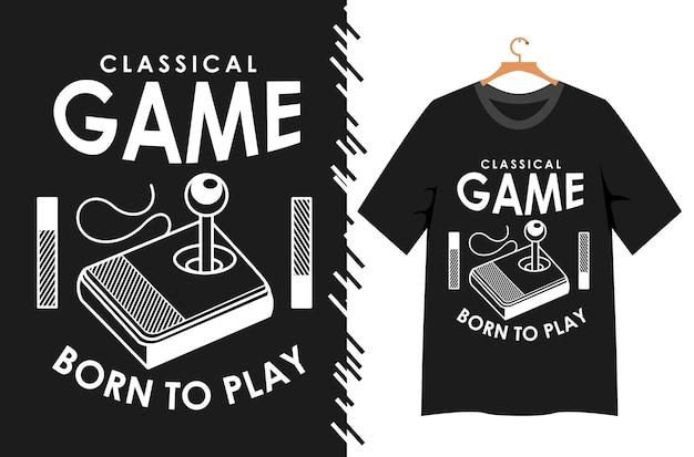 Tシャツのデザインの古典的なゲームのイラスト