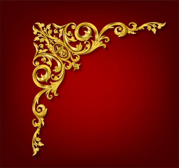Классический золотой декоративный элемент в стиле барокко