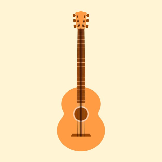 Classical guitar flat vector design for musical related graphic design. Flamenco guitar templates.