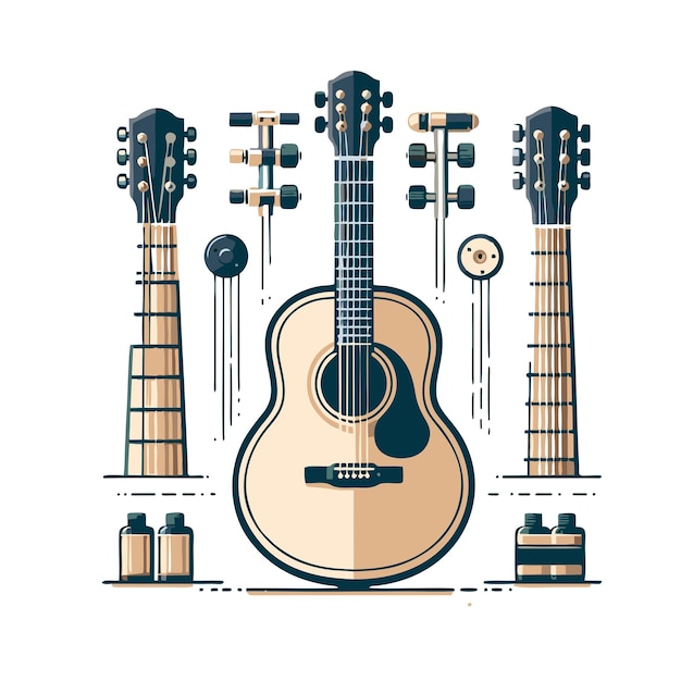 classical guitar flat vector design