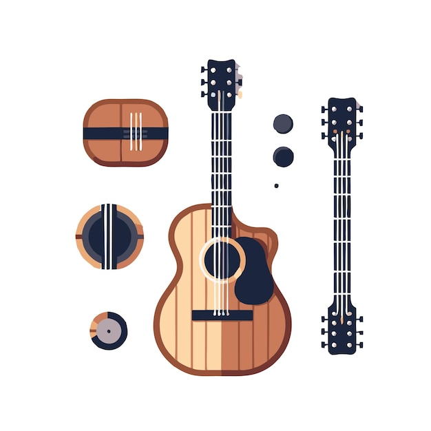 Vector classical guitar flat vector design