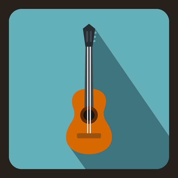 Classical guitar icon in flat style on a baby blue background vector illustration