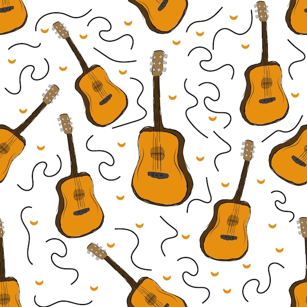 Classical guitar seamless pattern