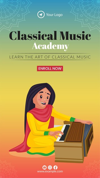 Classical music academy portrait template design