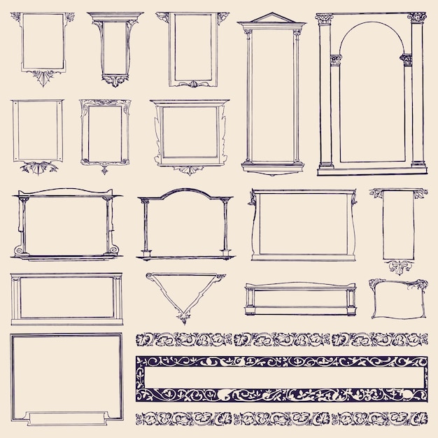 Elementi vettoriali grafici dell'illustrazione della mitologia ornamentale classica 13