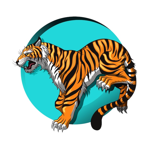 Vector classical tiger icons in living color