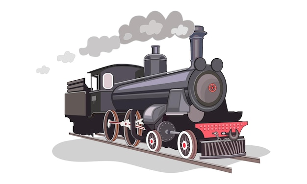Classical train locomotive railways illustration style for design purposes