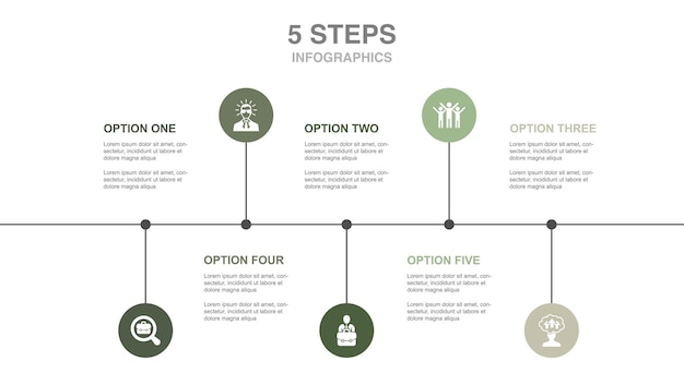 Classification Data processing training knowledge result icons Infographic timeline layout design template Creative presentation concept with 5 steps