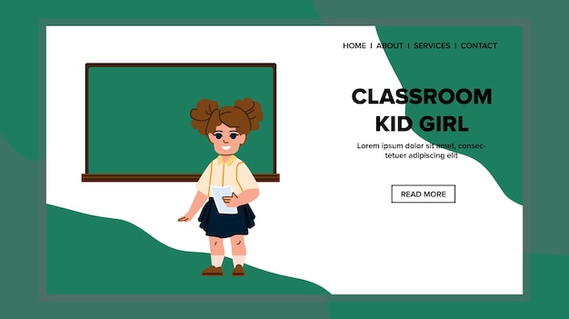 Classroom kid girl vector