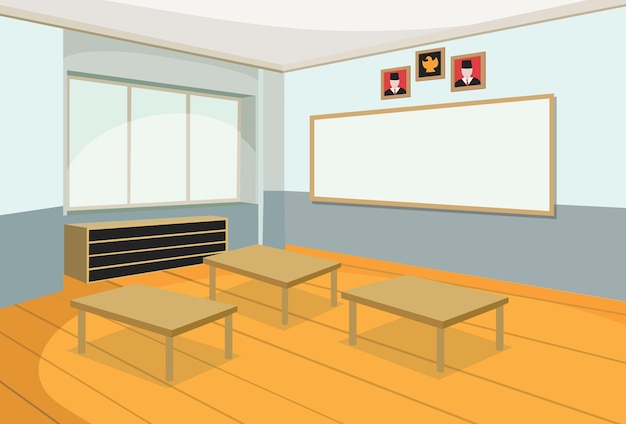 Vector classroom at school flat illustration