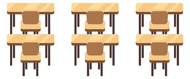 Vector classroom tables wooden furniture for study room