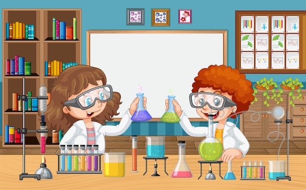 Aula con bambini che fanno esperimenti scientifici