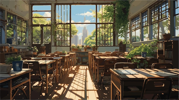 Classroom with City View and Abundant Natural Light