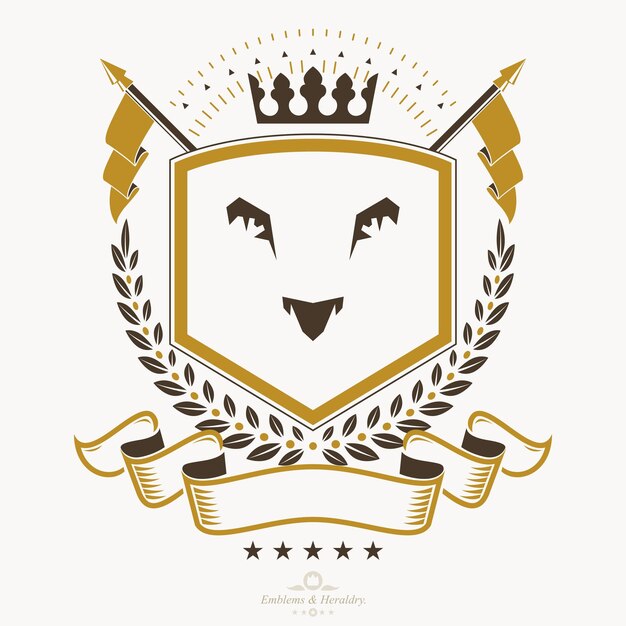 Vector classy emblem, vector heraldic coat of arms.