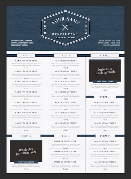 Vector classy food menu 5 poster template