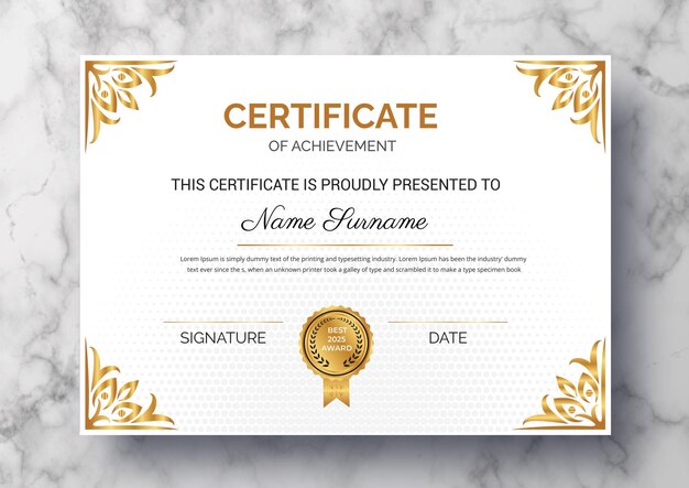 Vector classy ornamental certificate template design