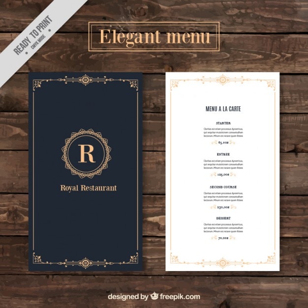 Vector classy restaurant menu template