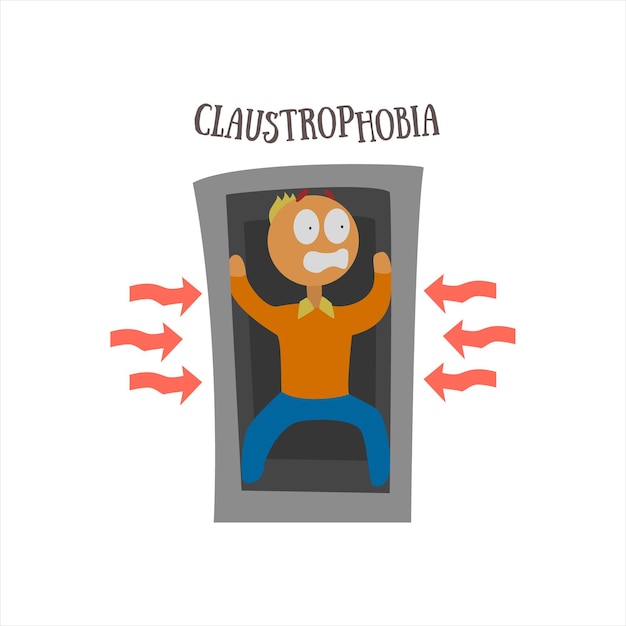 Claustrophobia simplified design flat vector illustration on white background