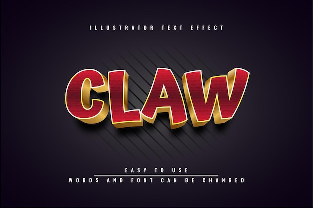 Claw - bewerkbaar 3d gouden teksteffect