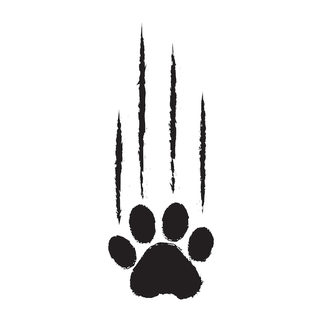 Claw cat scratch slash vector icon grunge black paw mark Animal simple illustration