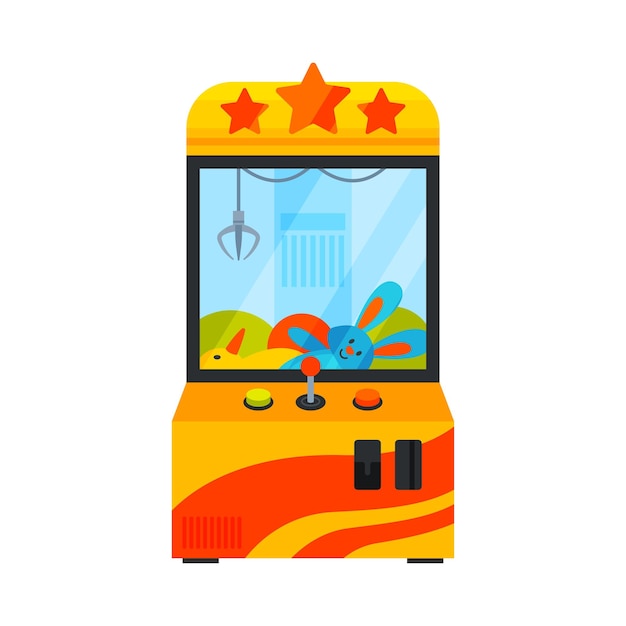 Vector claw crane game machine gaming computer machinery vector illustration