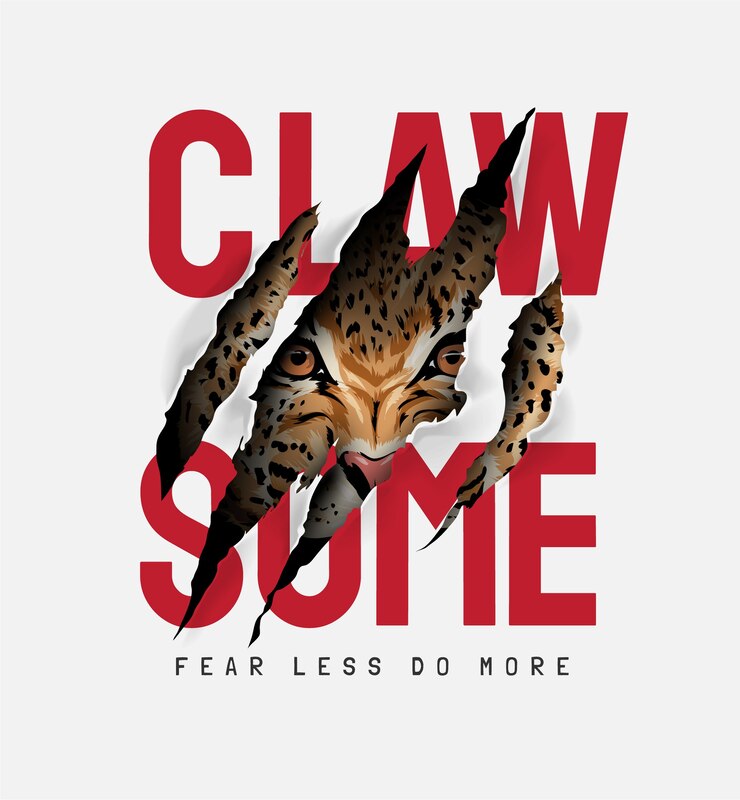 Vector claw some slogan with tiger face in claw mark illustration