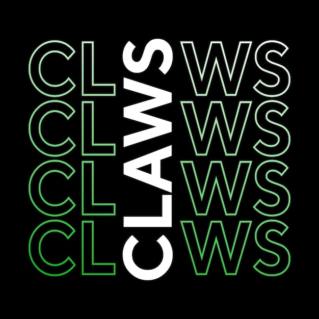 Claws 새로운 텍스트 효과 타이포그래피 고양이 애호가 티셔츠 디자인