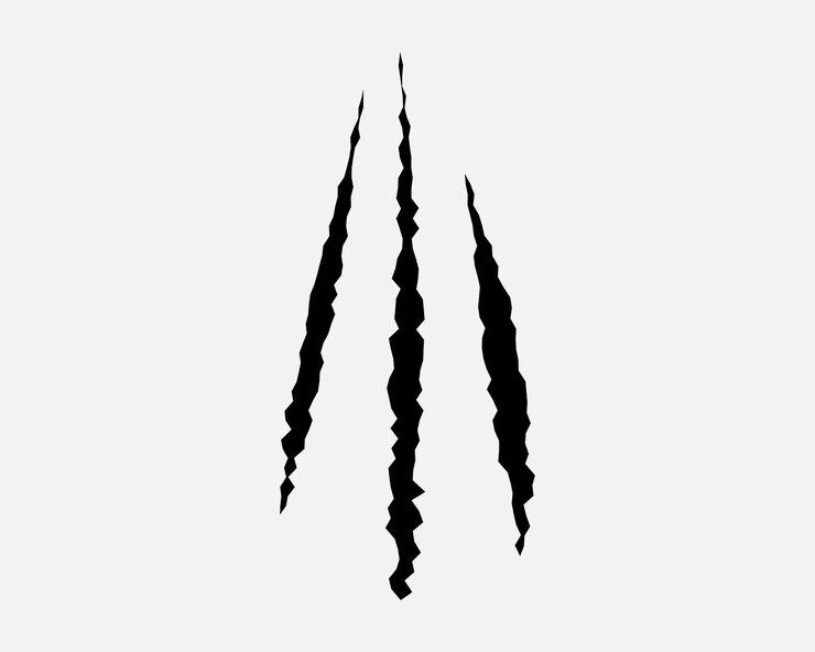 Vector claws scratches animal monster mark design element tattoo and decor for halloween black vector silhouette