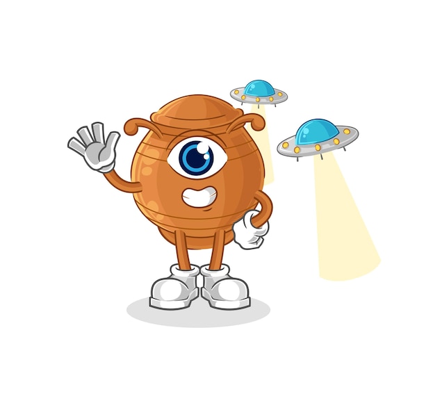 Clay pot alien cartoon mascot vector