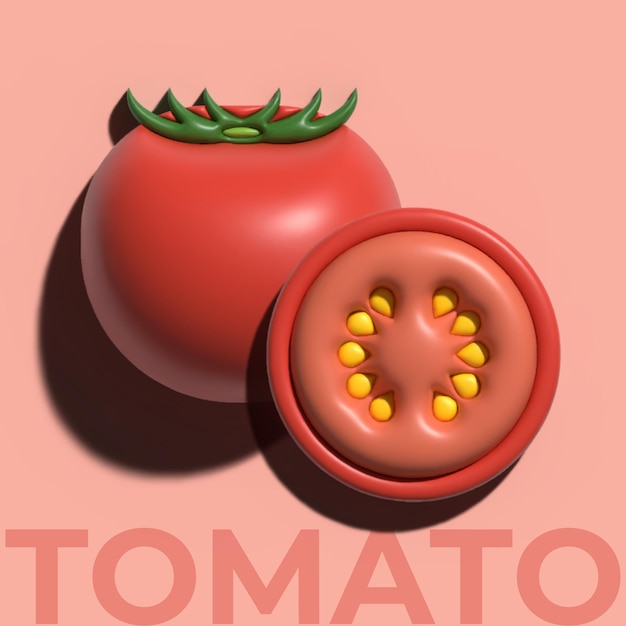 Глиняный рендеринг векторного дизайна 3D помидора
