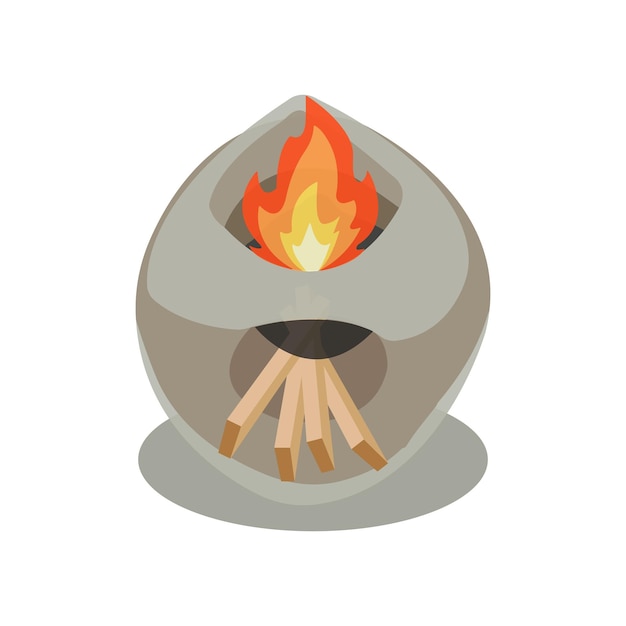 색 배경 터 일러스트레이션에 불을 고립 한 점토 스토브