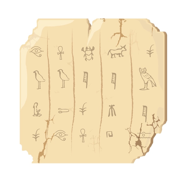 Vector clay tablet of ancient egypt with hieroglyphs