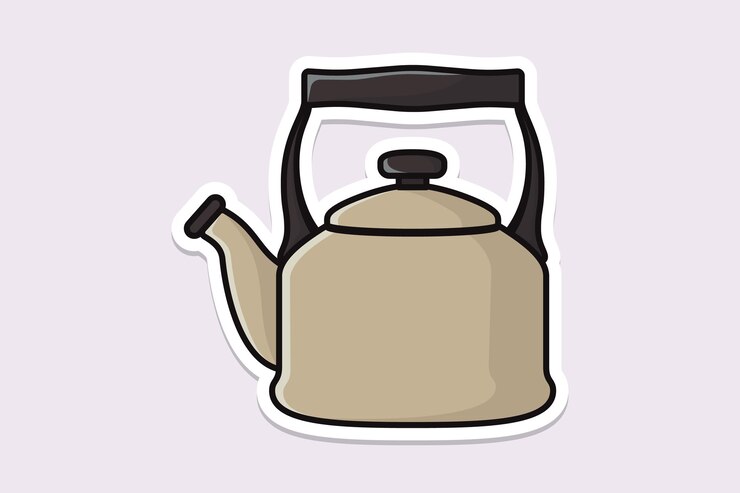 Vector clay tea kettle 스티커 디자인 터 일러스트레이션 부 인테리어 객체 아이콘 개념