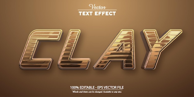 Vector clay text effect editable gold color text style