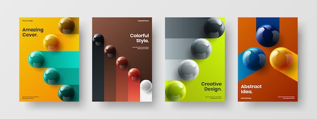 Vector clean 3d balls book cover template set