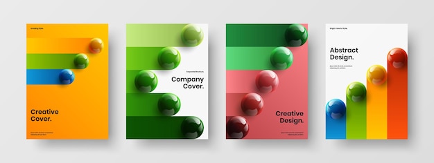 Clean 3D balls catalog cover illustration bundle