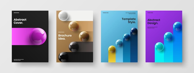 Clean 3d balls catalog cover layout collection