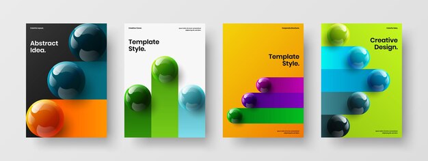 Clean 3D spheres annual report layout composition