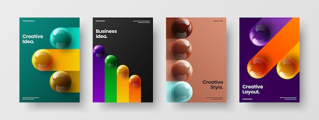 Clean 3D spheres corporate cover layout bundle