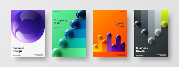 Clean 3D spheres magazine cover layout bundle