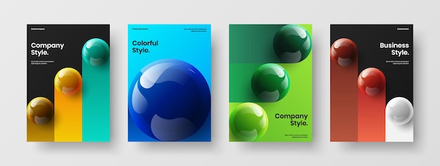 Clean 3D spheres poster layout collection